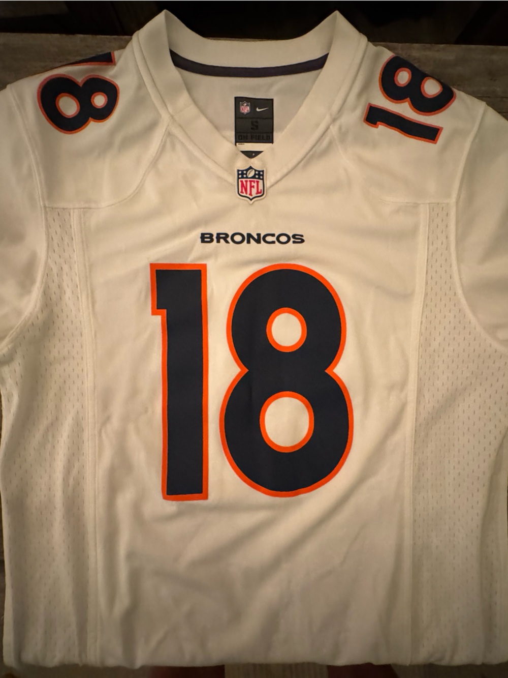 Nike Denver Broncos #18 White Navy Orange Jersey